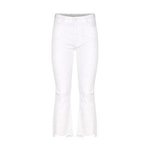 Mother insider crop step fray white